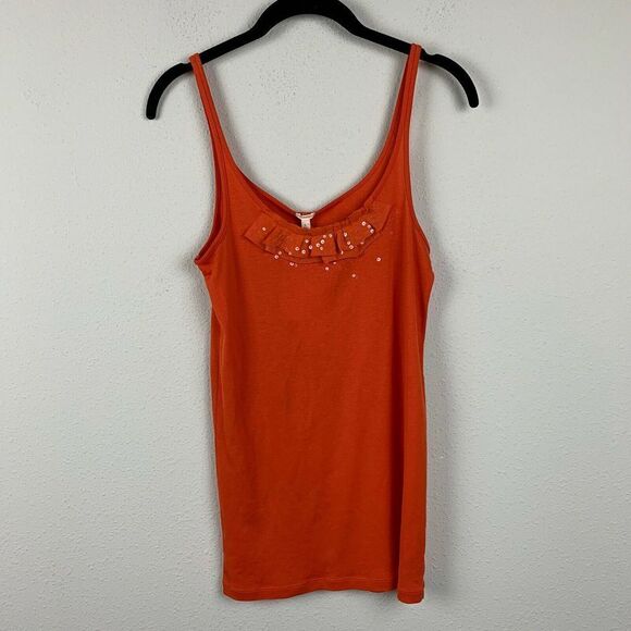 NWT J.Crew Sequin Bib Tank Orange Shirt  35123‎ - Picture 1 of 7